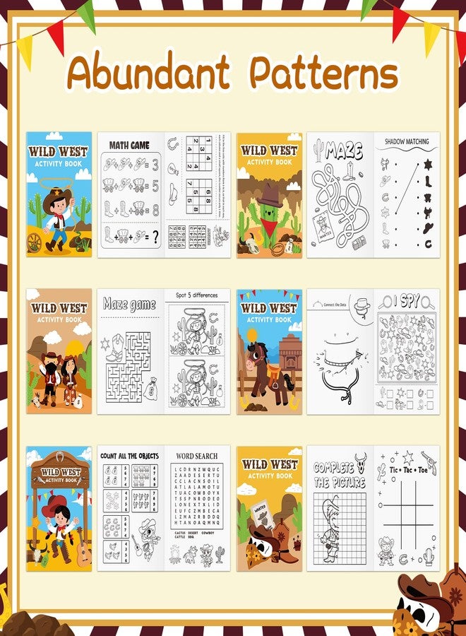 JAPBOR Western Cowboy Coloring Books - 24PCS Mini Wild West Theme Activity Color Book Bulk for Kid Party Favors, Cowgirl Horse Small Colouring Pages for Birthday Gifts Class Drawing Painting Game - Image 3